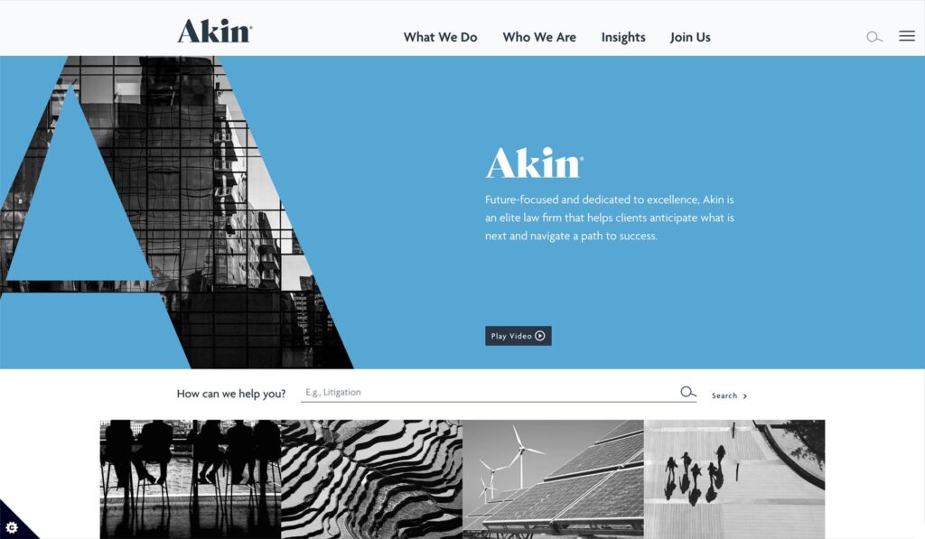 law firm website design - akin gump